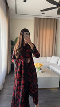 Load image into Gallery viewer, 3 pcs Stitched lawn BLACK RED suit Ready to Wear with CHIFFON dupatta LAWN-053
