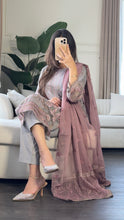 Load image into Gallery viewer, 3pc GREY MAUVE Embroidered Shalwar Kameez with CHIFFON dupatta Stitched Suit Ready to wear HW-U2284
