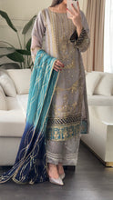 Load image into Gallery viewer, 3pc GREY Embroidered Shalwar Kameez with CHIFFON dupatta Stitched Suit Ready to wear HW-U5323
