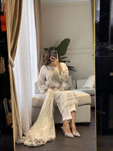 Load image into Gallery viewer, 3pc WHITE Embroidered Shalwar Kameez wit Chiffon dupatta Stitched Suit Ready to wear HW-U2262
