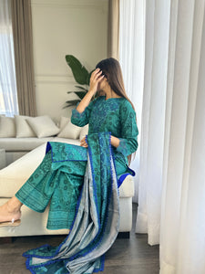 3PC Stitched shalwar Suit Ready to wear DHANAK winter Wear with Dhanak dupatta HW-DH19