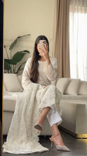 Load image into Gallery viewer, 3pc WHITE Embroidered Shalwar Kameez with CHIFFON dupatta Stitched Suit Ready to wear HW-U2485
