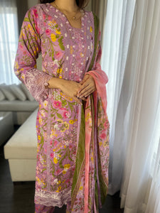 3 pcs Stitched lawn suit Ready to Wear with CHIFFON dupatta LAWN-052