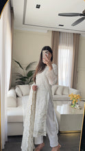 Load image into Gallery viewer, 3pc WHITE Embroidered Shalwar Kameez with CHIFFON dupatta Stitched Suit Ready to wear HW-U2485
