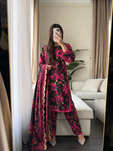 Load image into Gallery viewer, 3PC Stitched Black LINEN shalwar Suit Ready to wear LINEN winter Wear with LINEN dupatta HW-DH34
