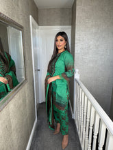 Load image into Gallery viewer, 3PC Stitched GREEN shalwar Suit Ready to wear DHANAK winter Wear with Dhanak dupatta DNE-0305
