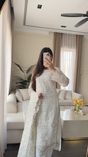 Load image into Gallery viewer, 3pc WHITE Embroidered Shalwar Kameez with CHIFFON dupatta Stitched Suit Ready to wear HW-U2485
