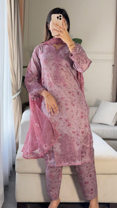3 pcs Stitched lawn suit Ready to Wear with CHIFFON dupatta LAWN-049