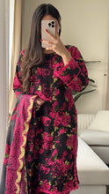 Load image into Gallery viewer, 3PC Stitched Black LINEN shalwar Suit Ready to wear LINEN winter Wear with LINEN dupatta HW-DH34
