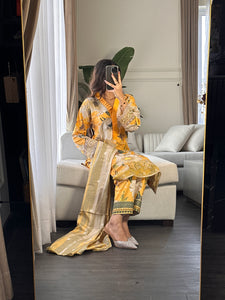 3PC Stitched shalwar Suit Ready to wear DHANAK winter Wear with Dhanak dupatta HW-DH21