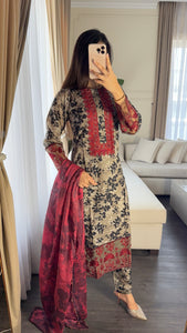 3 pcs Stitched lawn suit Ready to Wear with CHIFFON dupatta LAWN-043