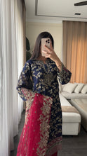 Load image into Gallery viewer, 3pc NAVY PINK Embroidered Shalwar Kameez wit Chiffon dupatta Stitched Suit Ready to wear HW-AN25FL
