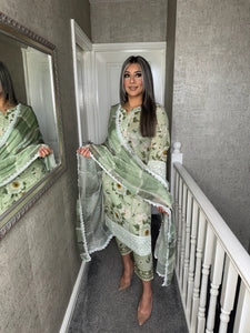 3 pcs Stitched Mint Green lawn suit Ready to Wear with lawn dupatta LDP-24002