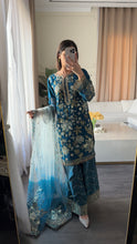 Load image into Gallery viewer, 3pc Embroidered Shalwar Kameez with Plazoo and Net dupatta Stitched Suit Ready to wear HW-U2420C
