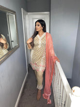 Load image into Gallery viewer, 3 pcs Stitched Beige lawn suit Ready to Wear with chiffon dupatta JF-BEIGELAWN01
