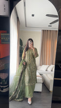 Load image into Gallery viewer, 3pc OLIVE Embroidered Shalwar Kameez wit Chiffon dupatta Stitched Suit Ready to wear HW-KH5363
