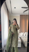 Load image into Gallery viewer, 3pc OLIVE Embroidered Shalwar Kameez wit Chiffon dupatta Stitched Suit Ready to wear HW-KH5363
