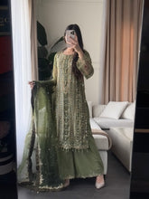 Load image into Gallery viewer, 3pc OLIVE Embroidered Shalwar Kameez wit Chiffon dupatta Stitched Suit Ready to wear HW-KH5363
