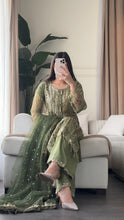 Load image into Gallery viewer, 3pc OLIVE Embroidered Shalwar Kameez wit Chiffon dupatta Stitched Suit Ready to wear HW-KH5363
