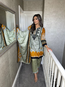 3 pcs Stitched LAWN shalwar Suit Ready to wear lawn summer Wear with LAWN dupatta MB-439A