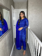 Load image into Gallery viewer, 3pc INK BLUE Embroidered Shalwar Kameez with NET dupatta Stitched Suit Ready to wear HW-DT84
