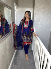 Load image into Gallery viewer, 3 pcs Stitched NAVY LAWN shalwar Suit Ready to wear lawn summer Wear with CHIFFON dupatta BS-399A
