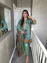 Load image into Gallery viewer, 3 pcs Stitched lawn Sea Green Frock shalwar Suit Ready to Wear with Lawn duhpatta by SEAGREEN-10A
