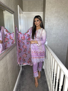 3 pcs LILAC Stitched lawn suit Ready to Wear with chiffon dupatta HW-SN06