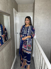 Load image into Gallery viewer, 3 pcs Stitched Blue LAWN shalwar Suit Ready to wear lawn summer Wear FD-86AA
