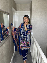 Load image into Gallery viewer, 3 pcs Stitched Blue LAWN shalwar Suit Ready to wear lawn summer Wear FD-86AA
