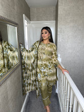Load image into Gallery viewer, 3 pcs Stitched OLIVE WHITE LAWN shalwar Suit Ready to wear lawn summer Wear FD-366C
