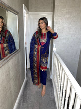 Load image into Gallery viewer, 3 pcs Stitched NAVY LAWN shalwar Suit Ready to wear lawn summer Wear with CHIFFON dupatta BS-399A
