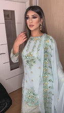 Load and play video in Gallery viewer, 3pc Embroidered Light Turquoise Shalwar Kameez Stitched Suit Ready to wear FP-55004-E
