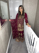 Load image into Gallery viewer, 3pc MAROON Embroidered Lehenga Shalwar Kameez Stitched Suit Ready to wear HW-MAROON01
