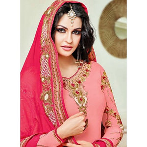Zisa Pink Georgette Fully Stitched Shalwar Kameez Medium 38” Bust