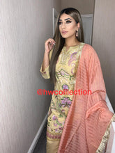 Load image into Gallery viewer, 3pc Yellow Embroidered Shalwar Kameez with Pink Embroidered Dupatta Stitched Suit Ready to wear
