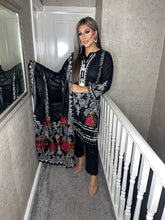Load image into Gallery viewer, 3 pcs BLACK Lilen shalwar Suit Ready to Wear with LILEN dupatta winter MB-168B
