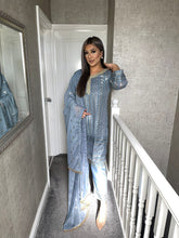 Load image into Gallery viewer, 3pc GREY Embroidered Shalwar Kameez with Chiffon dupatta Stitched Suit Ready to wear HW-GREY9MM
