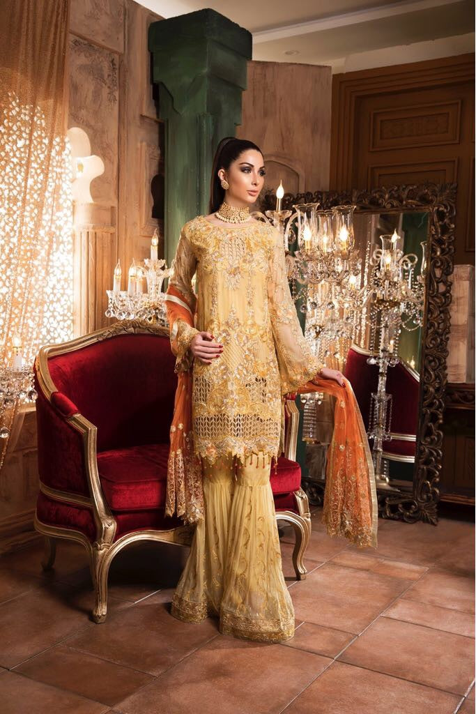 3pc chiffon Embroidered Shalwar Kameez Stitched Suit Ready to wear Maryam’s Designer MG-1