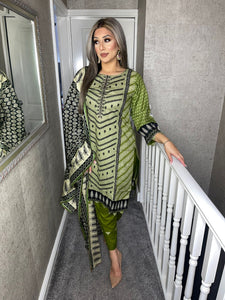 Stitched Green shalwar Suit Ready to wear Lilen winter Wear with lilen dupatta BS-134