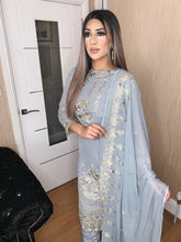 Load image into Gallery viewer, 3pc Embroidered Grey Shalwar Kameez Stitched Suit Ready to wear FP-55004-E
