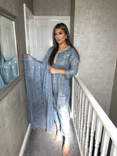 Load image into Gallery viewer, 3pc GREY Embroidered Shalwar Kameez with Chiffon dupatta Stitched Suit Ready to wear HW-GREY9MM
