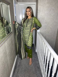 Stitched Green shalwar Suit Ready to wear Lilen winter Wear with lilen dupatta BS-134