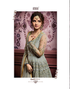 Anarkali Shalwar kameez suit Designer Dress Fully Stitched Grey Anarkali Suit Amirah vol 18 11023