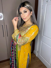Load image into Gallery viewer, 3pc Mustard Embroidered Shalwar Kameez with Silk dupatta Stitched Suit Ready to wear AN-MUSTARD
