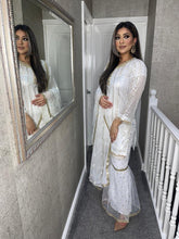 Load image into Gallery viewer, 3pc WHITE GHRARA Embroidered Shalwar Kameez with Chiffon dupatta Stitched Suit Ready to wear HW-WHITE9MM
