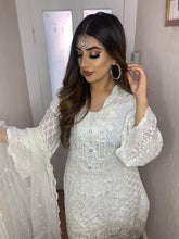 Load image into Gallery viewer, 3pc white with Embroidered Dupatta Shalwar Kameez Stitched Suit Ready to wear AA-WHITE
