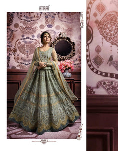 Anarkali Shalwar kameez suit Designer Dress Fully Stitched Grey Anarkali Suit Amirah vol 18 11023