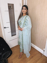 Load image into Gallery viewer, 3pc Embroidered Light Turquoise Shalwar Kameez Stitched Suit Ready to wear FP-55004-E
