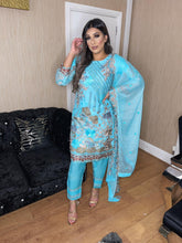 Load image into Gallery viewer, 3pc Baby Blue Embroidered Dupatta Shalwar Kameez Stitched Suit Ready to wear PK-BABYBLUE
